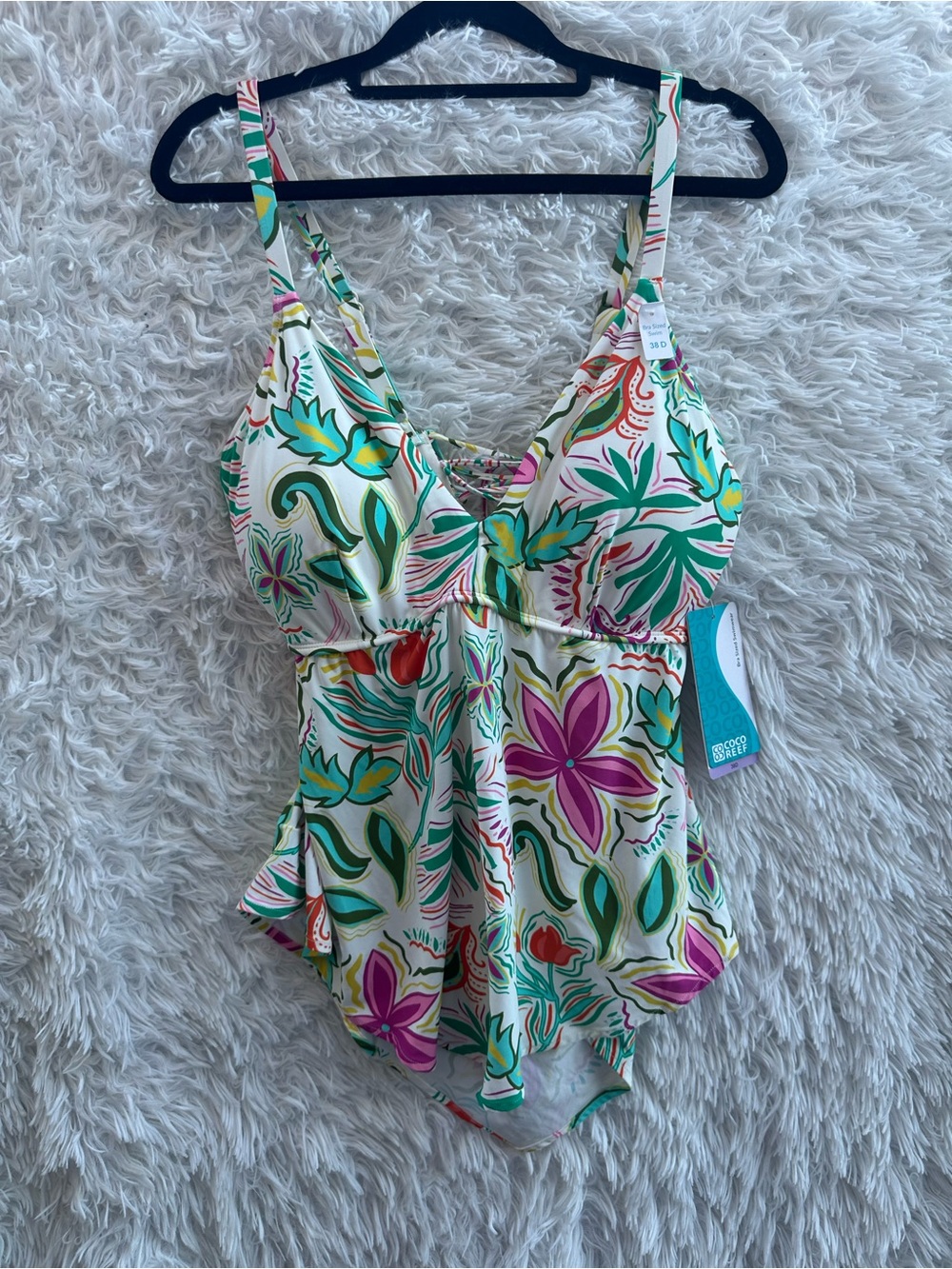 Coco Reef Gypsy Bra Sized Underwire Tankini Top - Solstice Bloom 38D - Picture 2 of 9